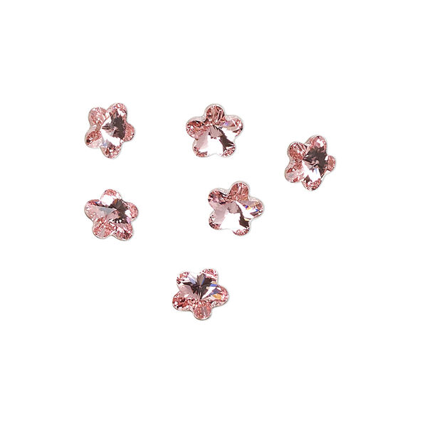 Fancy stone 6pk light rose foil back, Crystal Passions® 6mm flower 4744 image number 0