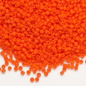 Seed bead, Dyna-Mites™, glass, pkg/40g, #11 round, opaque matte dark orange, (734MA 11/0 RR).