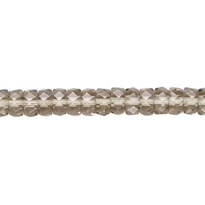 Bead, Czech fire-polished glass, smoke, 6x3mm faceted rondelle. Sold per 15-1/2" to 16" strand.