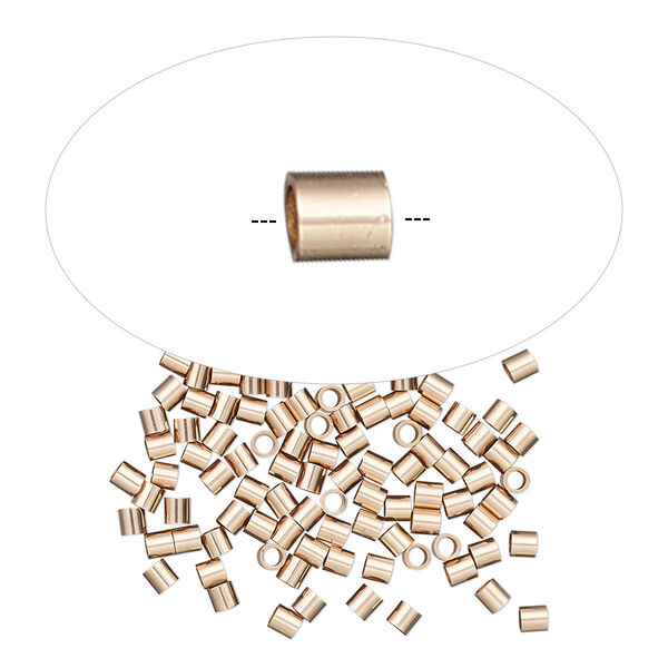 Crimp, 14Kt rose gold-filled, 2x2mm tube, 1.4mm inside diameter. Sold per pkg of 100. image number 0