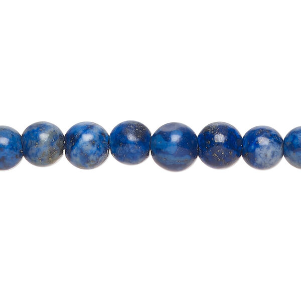 Bead, lapis lazuli (dyed), 6-8mm round, C- grade, Mohs hardness 5-6. Sold per 15-inch strand, approximately 65 beads. image number 0