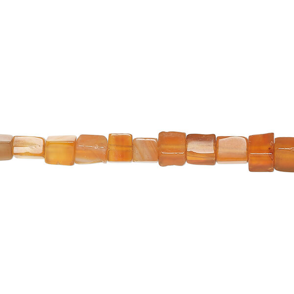 Red agate 1pkg1, cube bead, 15 inch 4-5mm image number 0