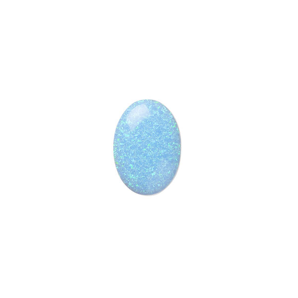 Cabochon, "opal" (silica and epoxy) (man-made), turquoise blue, 14x10mm calibrated oval. Sold individually. image number 0