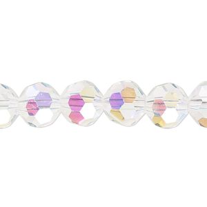Bead 1pk 32 facets transparent clear AB, Celestial Crystal® 10mm round 15.5-16 inch