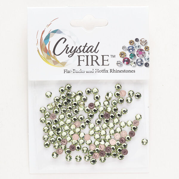 Flat back 144pk peridot, Crystal Fire® 3.00-3.12mm hotfix round SS12 image number 0