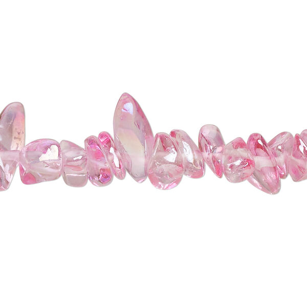 Bead, glass, pink AB, small chip. Sold per 34-inch strand. image number 0