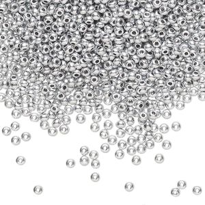 Seed bead, Preciosa Ornela Czech glass, pkg/500g, #11 rocaille, opaque soft silver metallic alabaster, (01700).