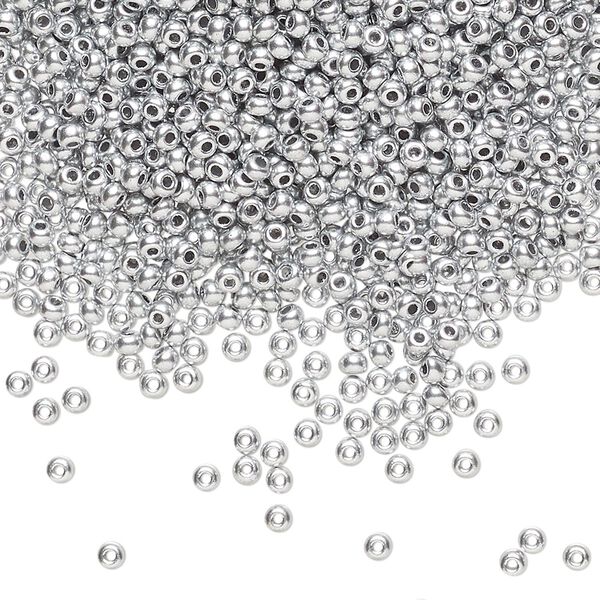 Seed bead, Preciosa Ornela Czech glass, pkg/500g, #11 rocaille, opaque soft silver metallic alabaster, (01700). image number 0