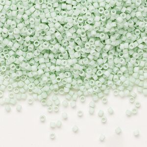 Seed bead, Delica®, glass, pkg/7.5g, #11 round, opaque matte light mint green (DB-1516).