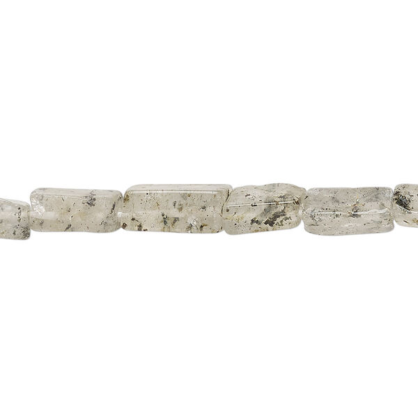 Bead, spotted quartz (natural), light, 7x4mm-13x5mm hand-cut square tube, C grade, Mohs hardness 7. Sold per 12-inch strand. image number 0