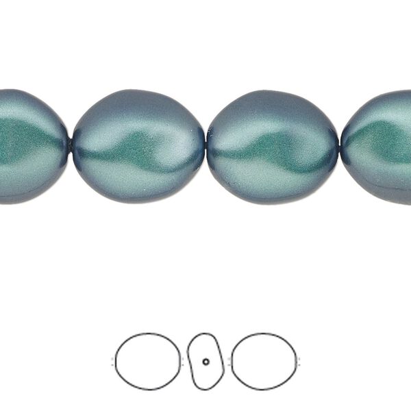 Pearl 10pk iridescent Tahitian look, Crystal Passions® 14x12mm baroque coin 5842 image number 0