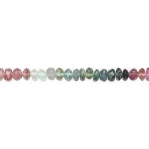 Multi-tourmaline 1pkg1, hand-cut faceted rondelle bead natural 15.5-16 inch 4x2mm