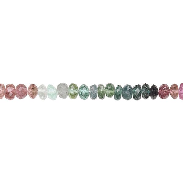 Multi-tourmaline 1pkg1, hand-cut faceted rondelle bead natural 15.5-16 inch 4x2mm image number 0