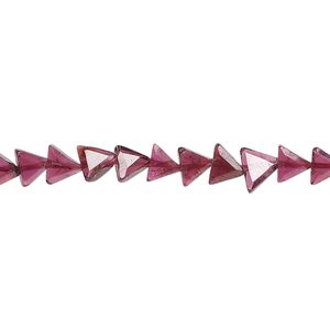 Rhodolite garnet 1pkg1, hand-cut faceted flat triangle bead 15.5-16 inch 5x3x3mm - 7x7x7mm