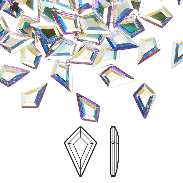 Flat back 216pk crystal AB foil back, Swarovski® 8.6x5.6mm kite 2771 image number 0