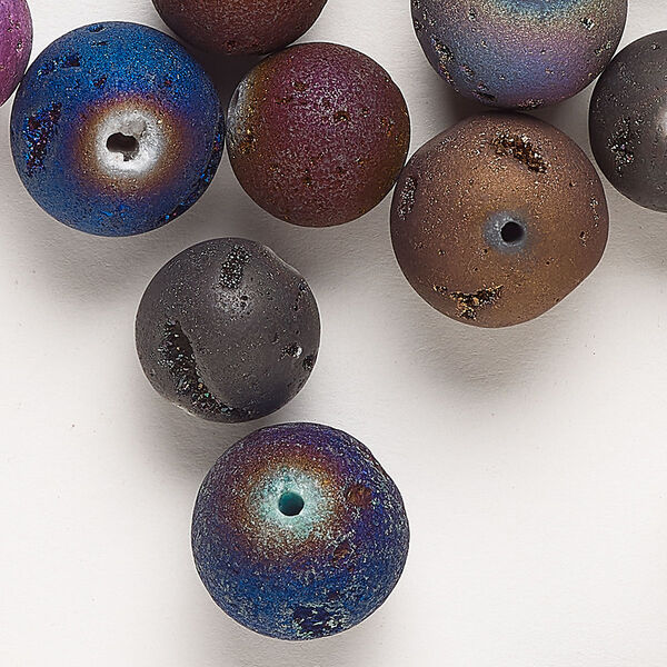 Druzy agate 1pkg1, round bead C grade, 2 oz mix 12-14mm image number 0