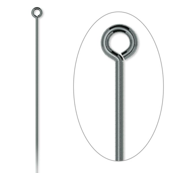 Eye pin, gunmetal-plated brass, 2 inches, 21 gauge. Sold per pkg of 500. image number 0