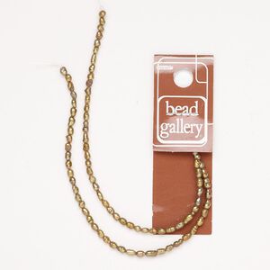 Pearl cultured freshwater 1pk 3mm rice, golden olive C- grade, 12 inch dyed