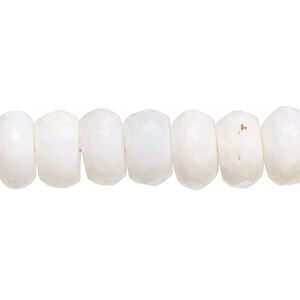 White opal 1pkg1, hand-cut faceted rondelle bead natural 7 inch 10x5mm-12x8mm