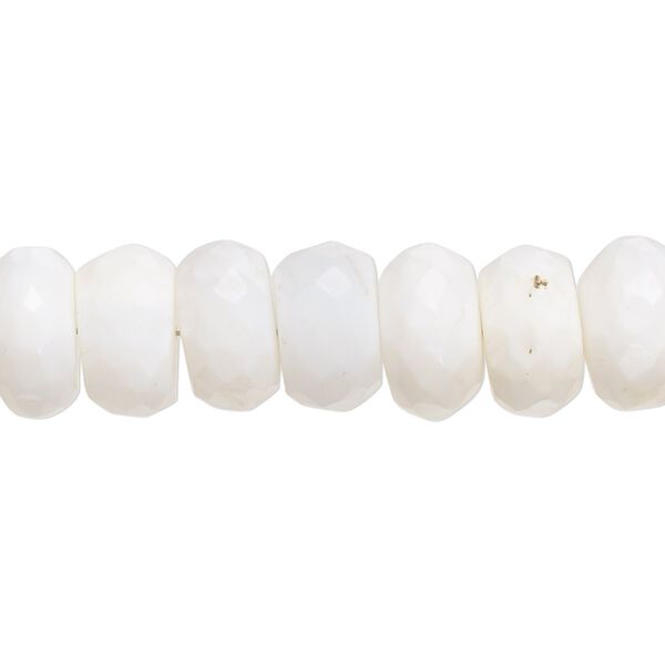 White opal 1pkg1, hand-cut faceted rondelle bead natural 7 inch 10x5mm-12x8mm image number 0