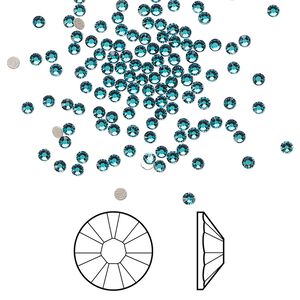 Flat back 144pk blue zircon foil back, Crystal Passions® 1.7-1.9mm rose round SS5 2058