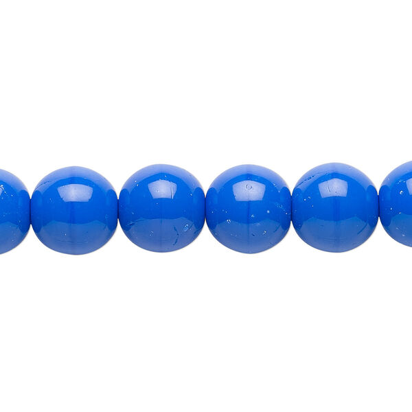 Bead, Czech glass druk, opaque blue, 10mm round. Sold per 15-1/2" to 16" strand. image number 0