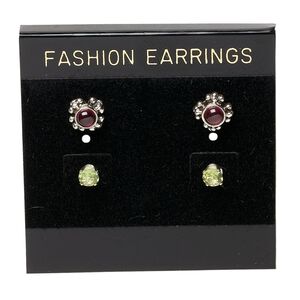 Earring card, flocked plastic, black and gold, 2x2-inch square with "FASHION EARRINGS." Sold per pkg of 100.