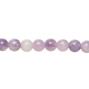 Lepidolite 1pkg1, round bead natural 8 inch 6mm