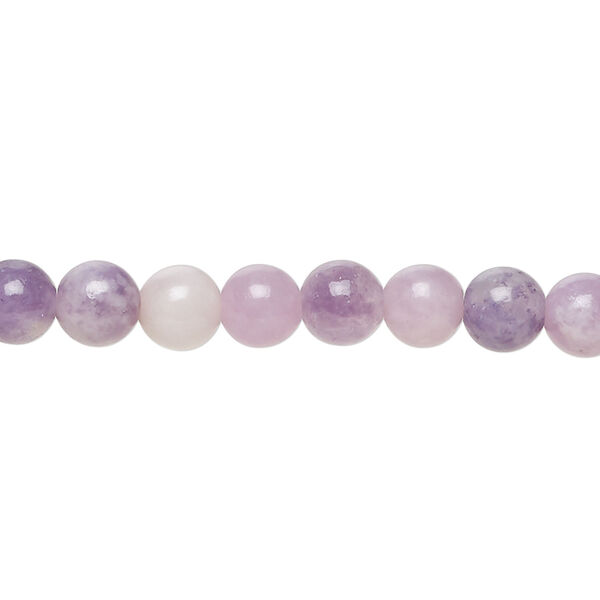 Lepidolite 1pkg1, round bead natural 8 inch 6mm image number 0