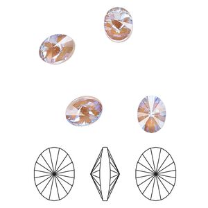 Chaton 6pk crystal cappuccino DeLite, Crystal Passions® 8x6mm oval rivoli 4122