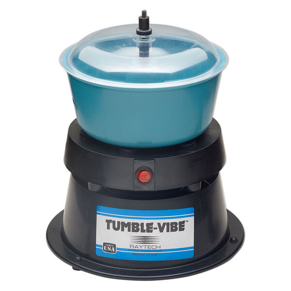 Tumbler, RAYTECH® TUMBLE-VIBE™ 5, plastic, 1pk 12x10 inch with 8x3.75 inch bowl, black blue clear image number 0