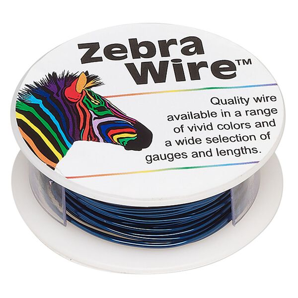 Wire, Zebra Wire™, color-coated copper, sapphire blue, round, 18 gauge. Sold per 10-yard spool. image number 0