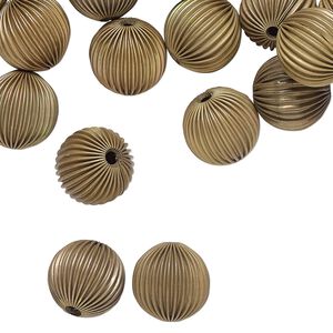 Bead, raw brass, 18mm corrugated round with 3mm hole. Sold per pkg of 24.