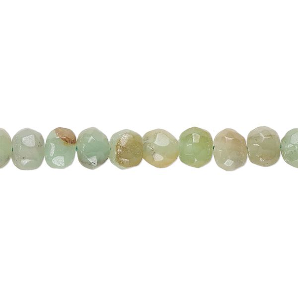 Green chalcedony 1pkg1, hand-cut faceted pebble bead 14 inch small image number 0