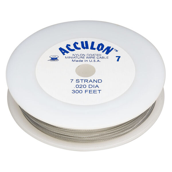 Beading wire, Acculon®, nylon-coated stainless steel, clear, 7 strand, 0.02-inch diameter. Sold per 300-foot spool. image number 0
