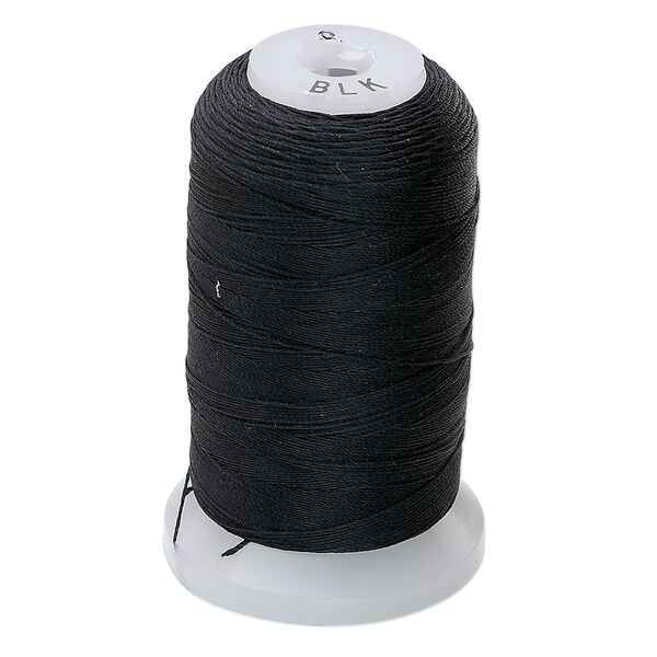 Thread, Purely Silk™, 3-ply, black, size C. Sold per 310-yard spool. image number 0