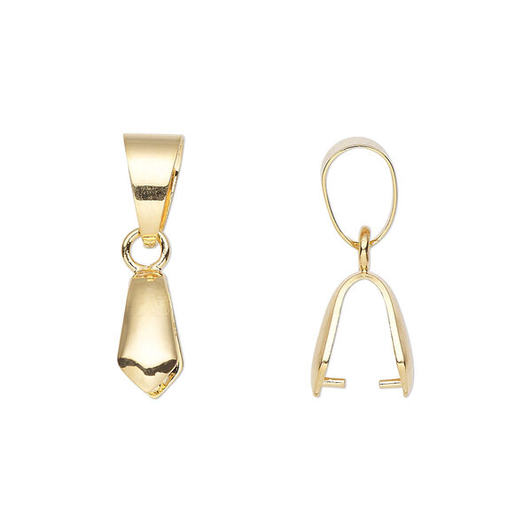 Bail, ice pick, gold-plated brass, 22x5mm with 8mm grip length and soldered bail. Sold per pkg of 20. image number 0