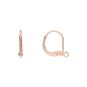 Ear wire leverback 1pkg100 copper-plated, 14mm / open loop, brass 50 pair