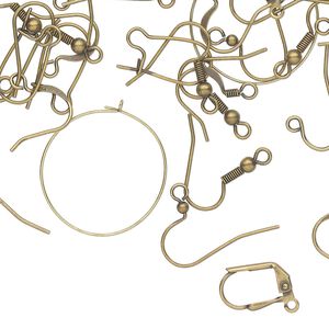 Ear wire mix 1pkg100 antique gold-plated, 22-24 gauge brass / steel 50 pair