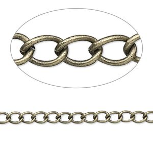 Chain 1pkg1 gold-plated curb, 3.5mm, brass 5 foot unfinished antique