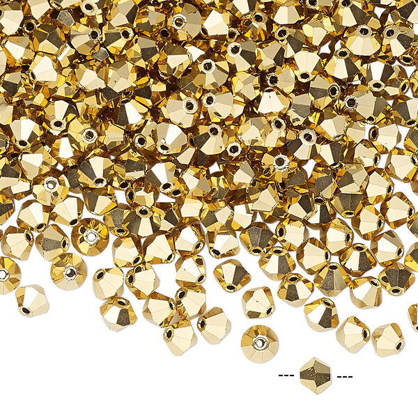 Bead 144pk crystal aurum 2X, Preciosa Czech crystal 4mm bicone image number 0