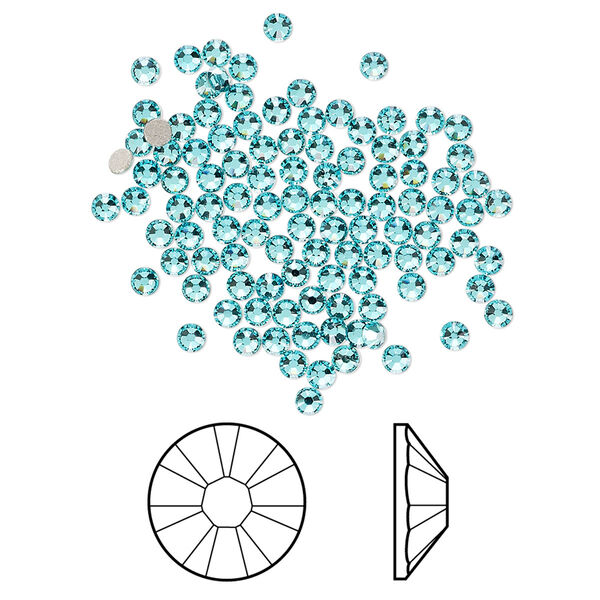 Flat back 1440pk light turquoise foil back, Swarovski® 2.1-2.3mm rose round SS7 2058 image number 0