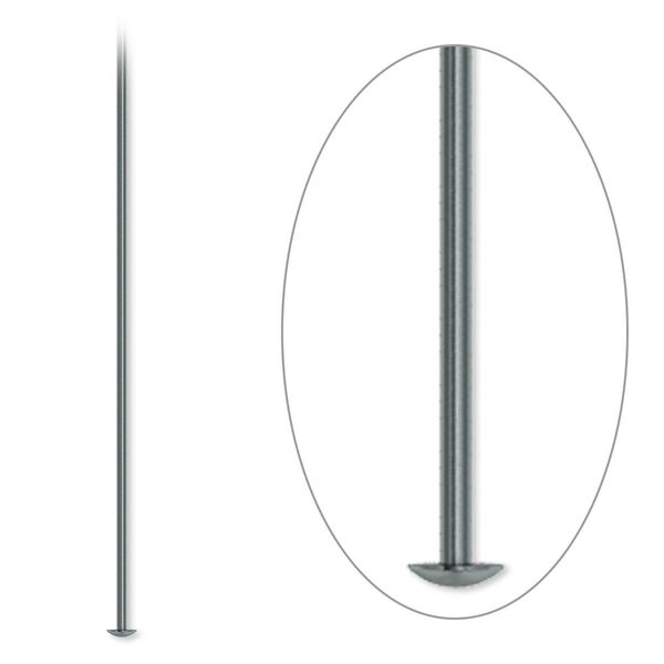 Head pin, gunmetal-plated brass, 2 inches, 21 gauge. Sold per pkg of 100. image number 0
