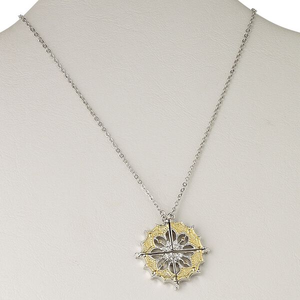 Necklace, glass rhinestone with gold- and imitation rhodium-plated brass, orange, 37mm magnetic fancy round with 22x16x16mm triangle, 16 inches with 3-inch extender chain and lobster claw clasp. Sold individually. image number 0