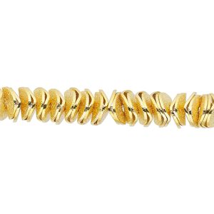 Bead, gold-finished brass, 6x2mm-8x2mm textured wavy rondelle. Sold per pkg of 30.