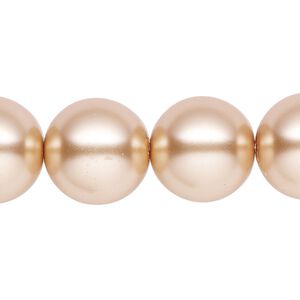 Pearl 1pk champagne, Celestial Crystal® 16mm round 15.5-16 inch
