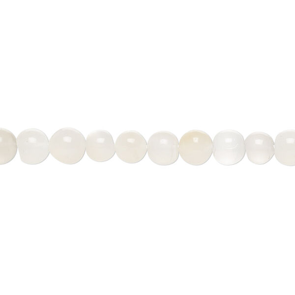 Bead, white moonstone (natural), translucent, 5mm hand-cut round, B- grade, Mohs hardness 6 to 6-1/2. Sold per 15-1/2" to 16" strand. image number 0