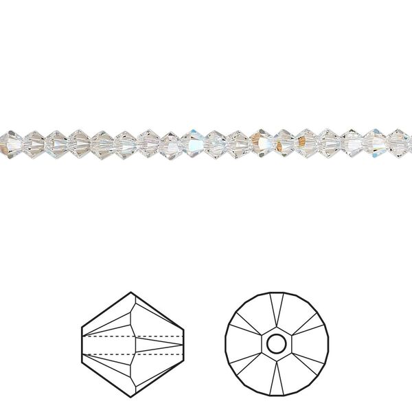 Bead 48pk crystal shimmer, Crystal Passions® 3mm bicone 5328 image number 0