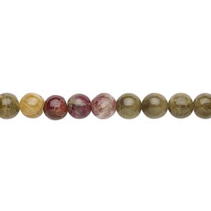 Multi-tourmaline 1pkg1, hand-cut round bead natural 15 inch 4-5mm