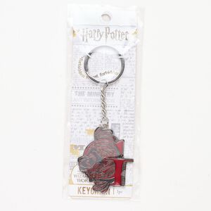 Steel / enamel 1pkg1, Gryffindor™ keychain silver-finished / red 4 inch 52mm